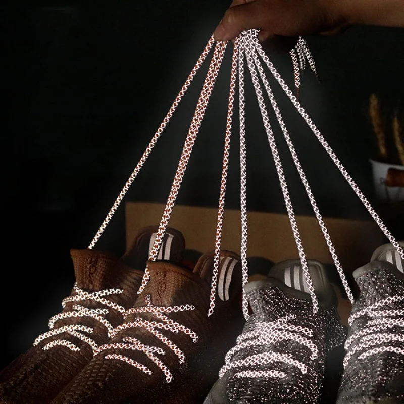 

Men and Women Couple Luminous Shoelaces Adult Highlight Polyester round Casual Sneakers Reflective Shoelaces