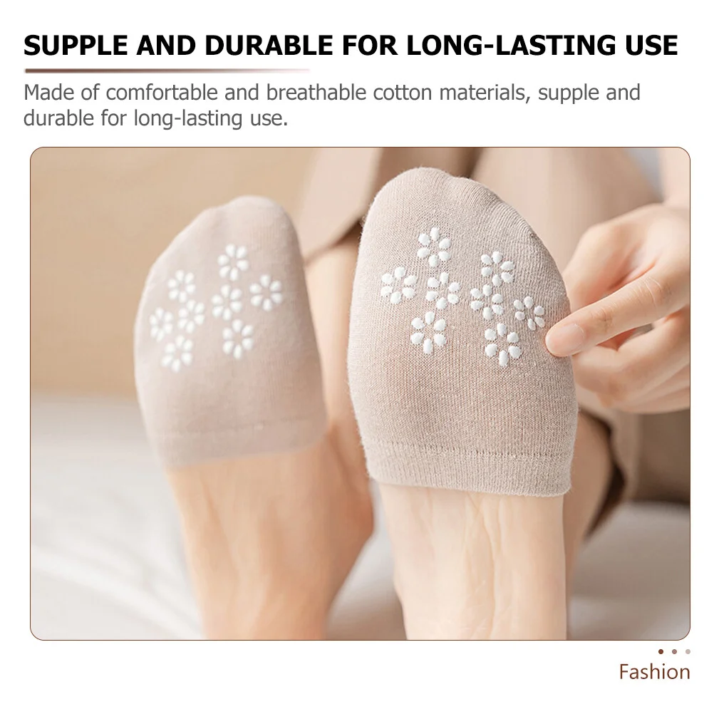4 Pairs Jacket Non Slip Socks Women Sweat Absorbing Half Forefoot Cotton Shoes Palm Show Miss