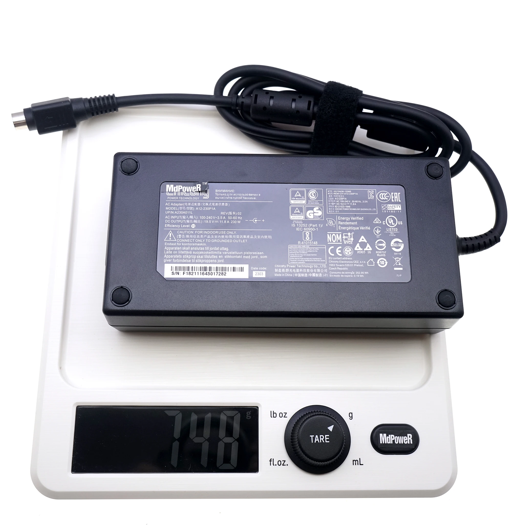 Запасной адаптер питания Chicony A12-230P1A 19.5V 11.8A 230W 4-PIN для MSI GT76 GT62VR GT73VR GE73 Raider (art.: 3920da91d262c) - 3920da91d262c