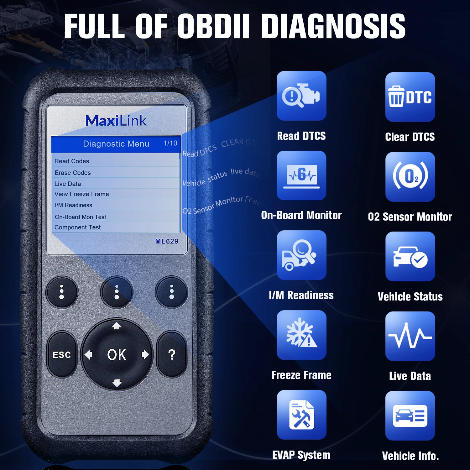 Автомобильный сканер Autel OBD2 диагностический инструмент ML629 ML519 AL619 автомобильный