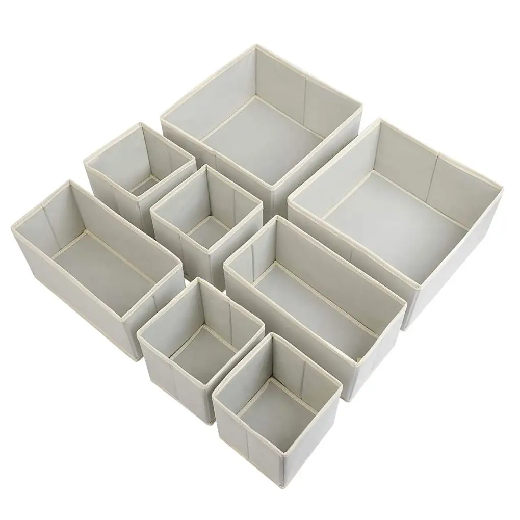 

8pcs Sock Storage Box Space Saving Drawer Organizer Foldable Wardrobe Storage Bin Non-Woven Cloth Storage Cube for Home Office