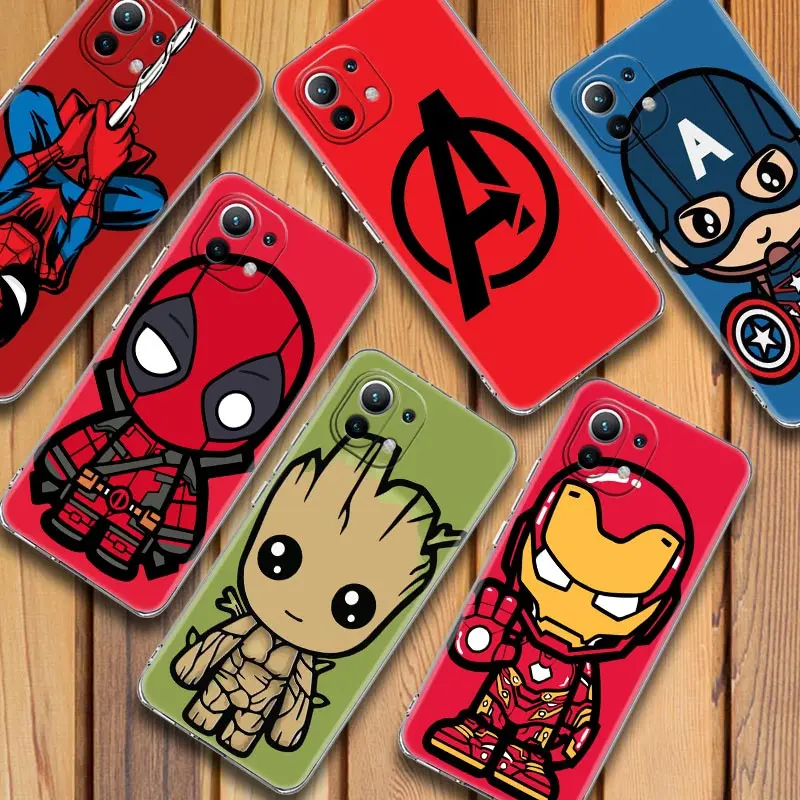 

Deadpool Soft Funda Mi 11 Lite 5G NE Case For Xiaomi 12T Pro 12 11X 10T 11T 13 Pro Note 10 Clear Cover The Avengers Groot Marvel