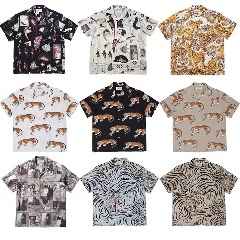 

High Quality Wacko Maria Shirt 22SS Men's Women's 1:1 Japanese Tiger Print Casual T-Shirt