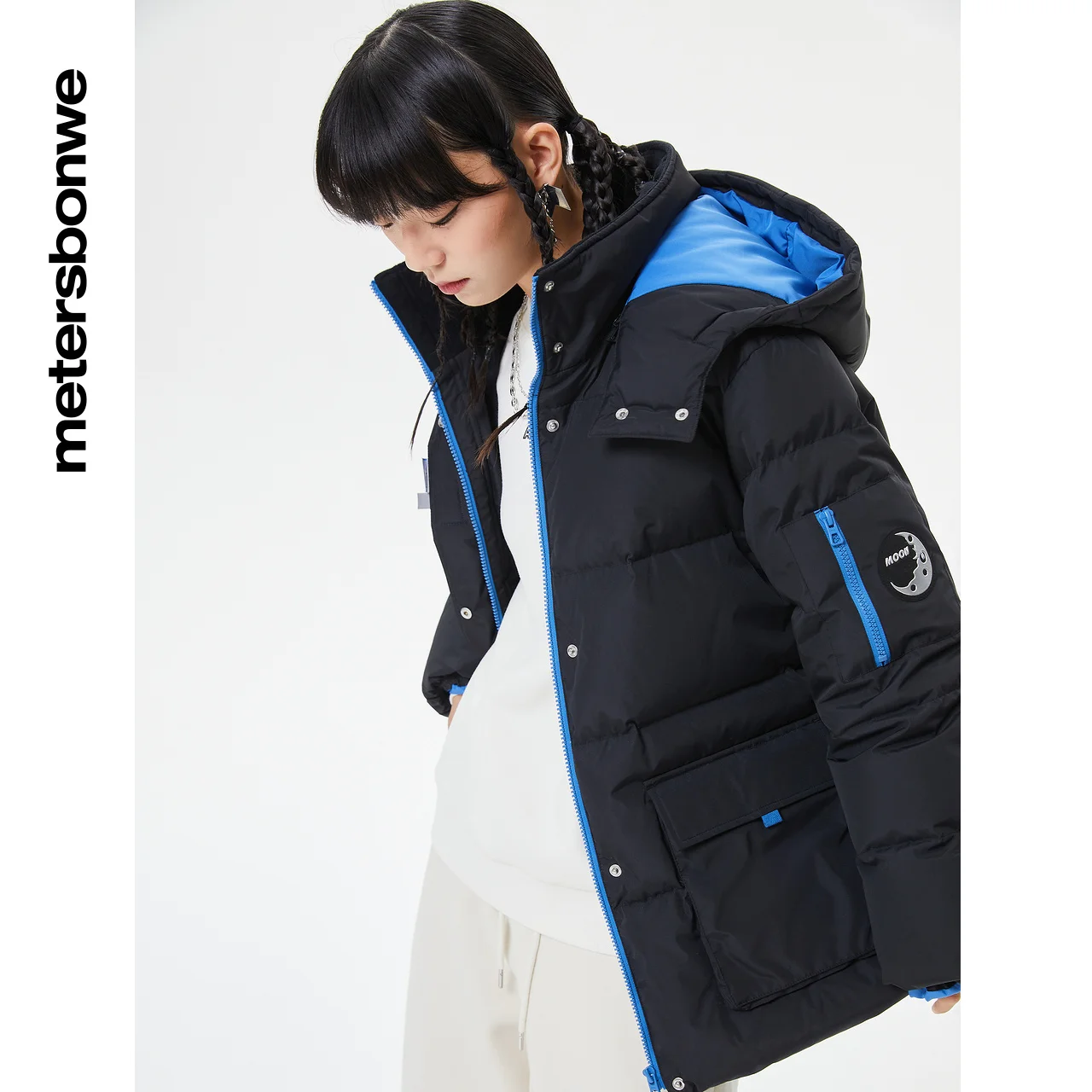 Metersbonwe Camouflage Color Down Wear For Women Loose 80% Duck Down Big Pocket Short Female Warm Wear Hooded Winter Down Jacket