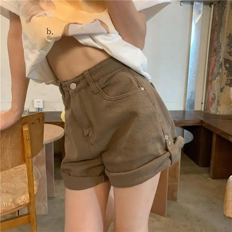 Casual Green Denim Shorts Women's High Waisted Loose Shorts Summer Sexy A-line Shorts Wide Leg Jean Shorts y2k Clothes For Women