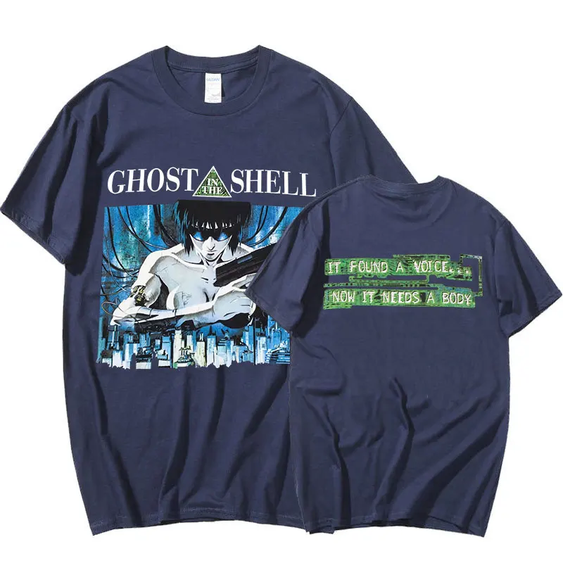 

90s Manga Ghost In The Shell T-Shirt Kusanagi Motoko Anime T-shirts Oversized Clothes Graphic Print Short Sleeve Gothic T shirt