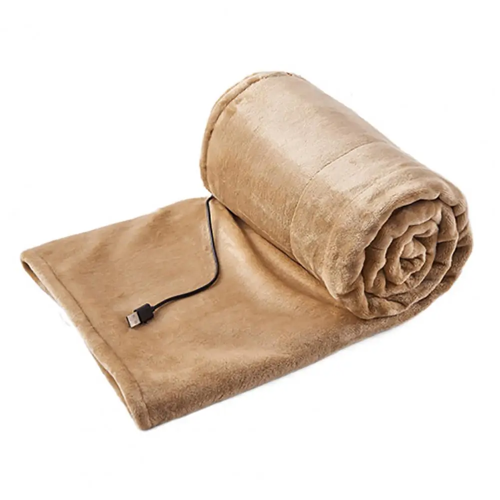 USB Electric  Heated Blanket Thickened Large Heating Range Firm Hem Heating Blanket for Sofa Plush Wearable Warm Shawl