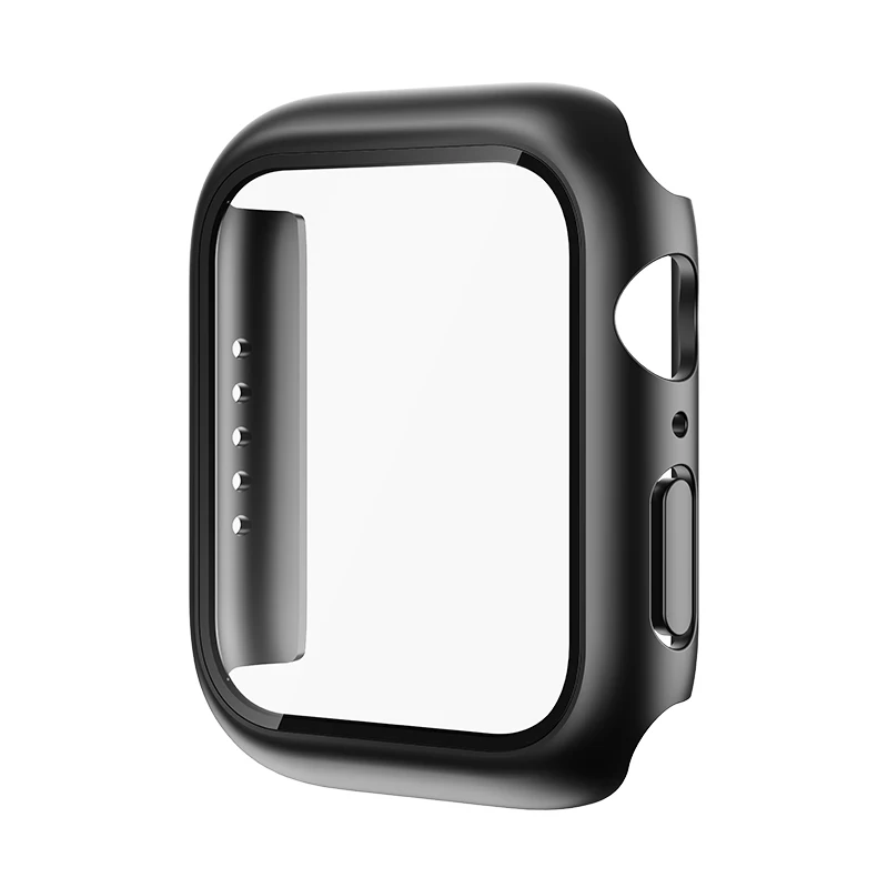 Чехол для Apple Watch Series 7 45 мм 41 с защитной пленкой экрана Жесткий из закаленного