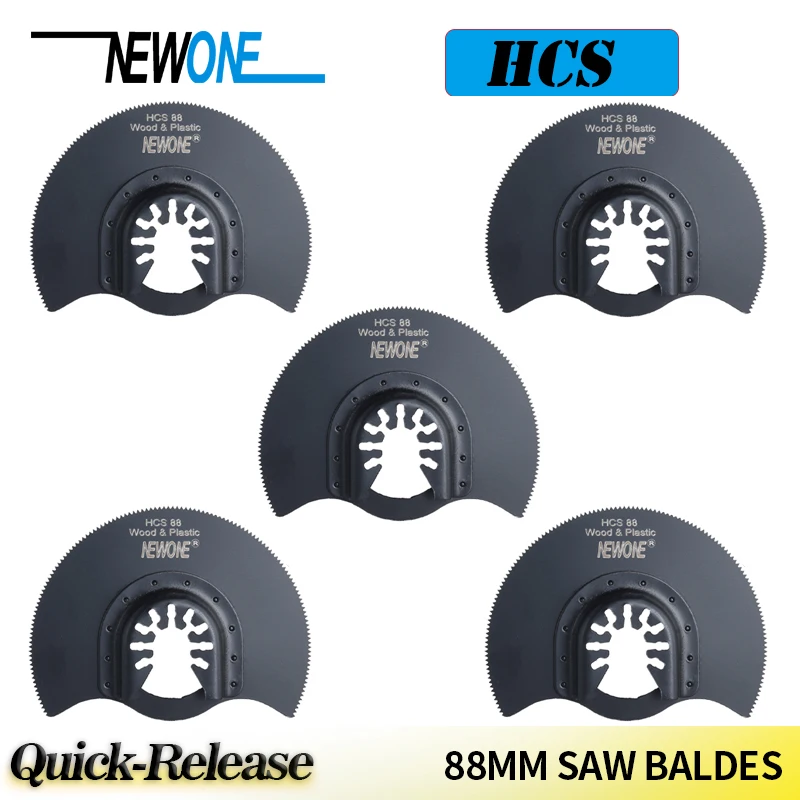 

NEWONE HCS Semi-circle 88mm Quick Release Oscillating Saw Blade Cut Wood/Plastic in Electric Multi-tools Saw Blades Accessories