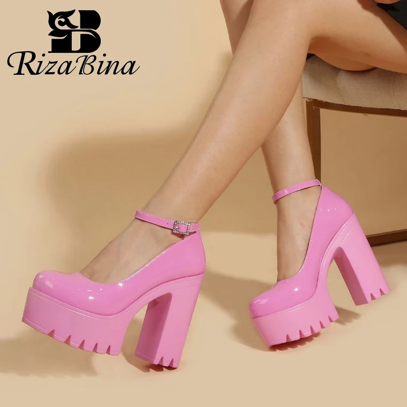 

RIZABINA 2022 Women High Heel Shoes Platform Ankle Strap Ladies Pumps Fashion Sexy Chic Party Club Shoes Footwear Size 36-41