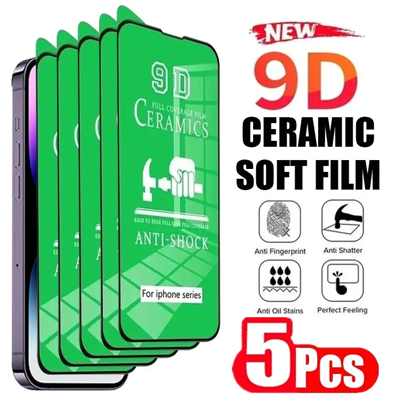 5 шт. Мягкая керамическая пленка HD для IPhone 15 11 12 13 14 16 Pro Max 7 8 Plus Мини-защитная экрана