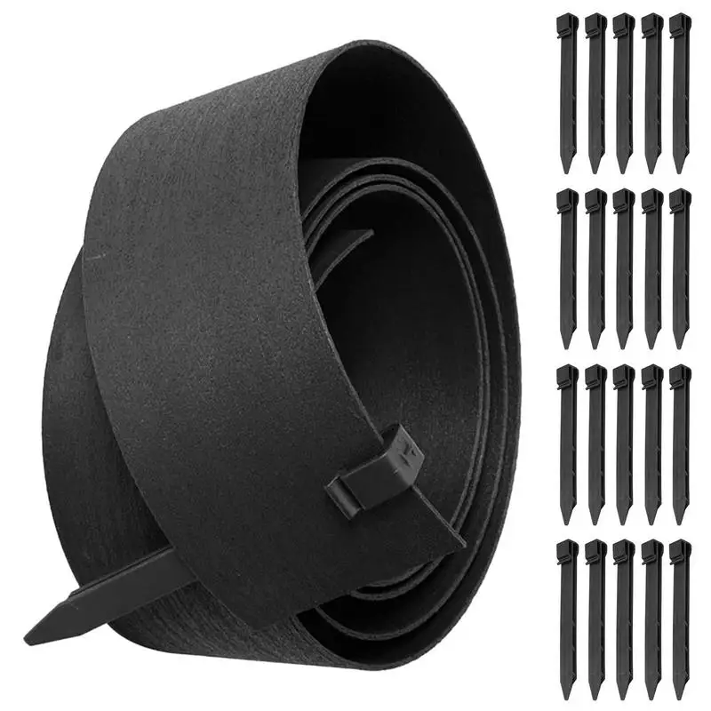 

Landscape Edging Kit Black 20 ft Lawn Edging Include 20 Spikes Plastic Garden Edging Border for Landscaping