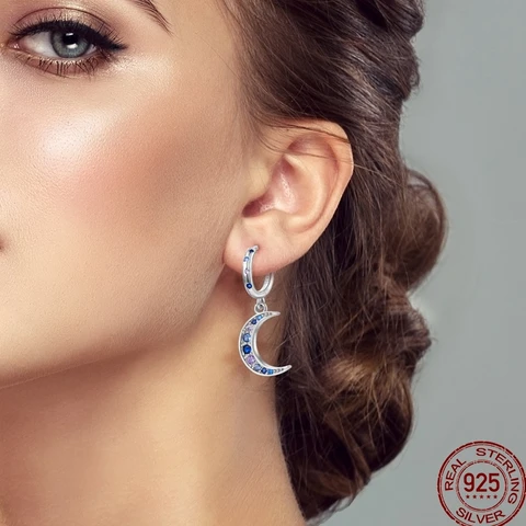 Новые серьги Star Moon из стерлингового серебра 925 пробы со звездой и солнцем, классический дизайн, подходящие для вечеринки, изысканные ювелирные изделия, подарок