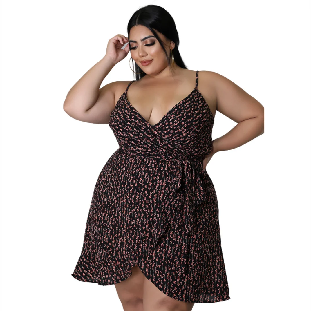 

Cutubly Women's Dresses Short Outfits Irregular Lace Up Floral Printed Straps Dress 2022 Summer Female Clothing Club Party Boho
