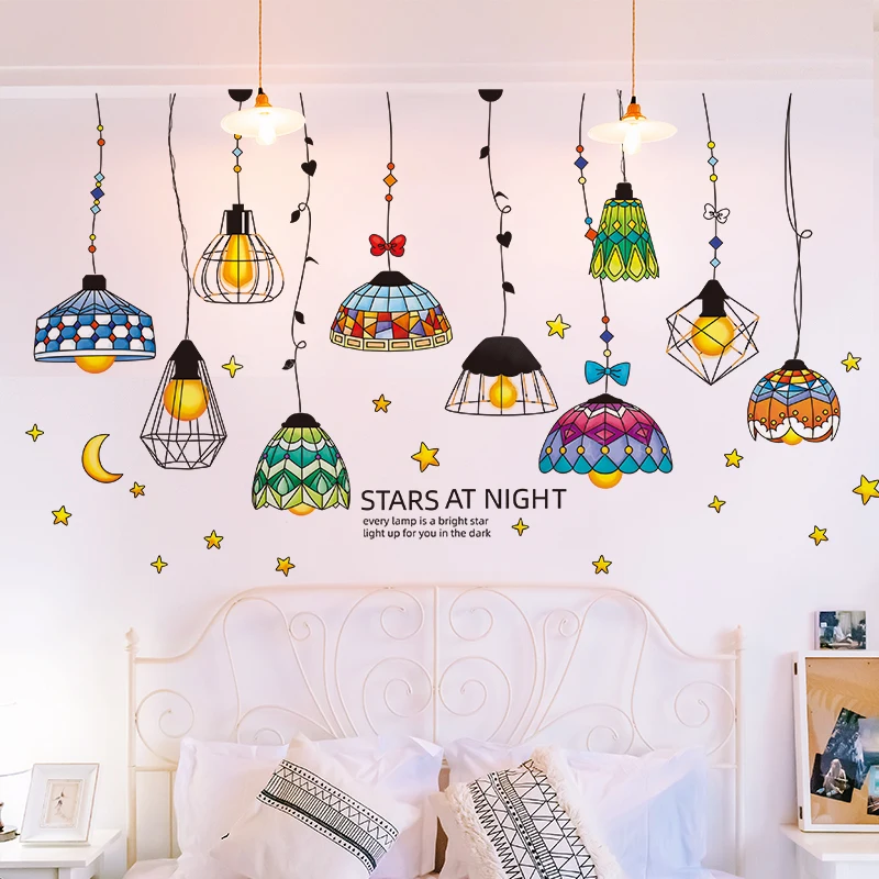 Одуванчики цветы наклейки на стену DIY люстра огни настенные для гостиной спальни