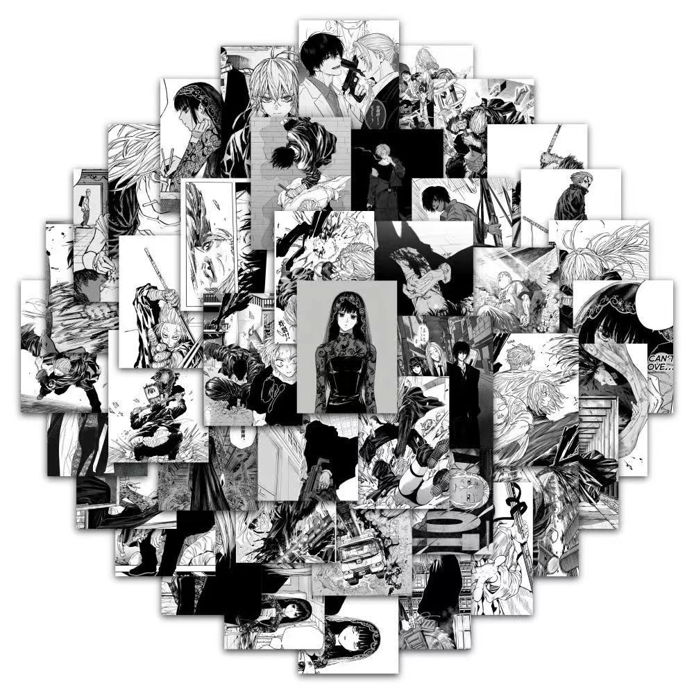 Черно-белые аниме наклейки 10/30/59 шт