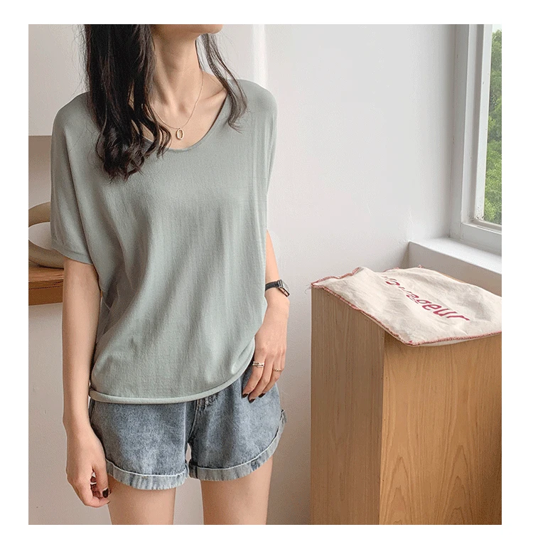 

2022new women's cotton short sleeve round neck top personalized fashion women's wear