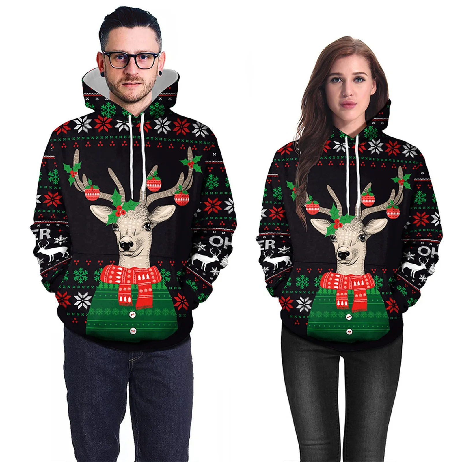 

Men'S Christmas Hoodie sweatshirt Navidad Funny Jumper 3d-Printed Pullovers Ugly Themed Hoody deer Casual Streetwear Sudaderas