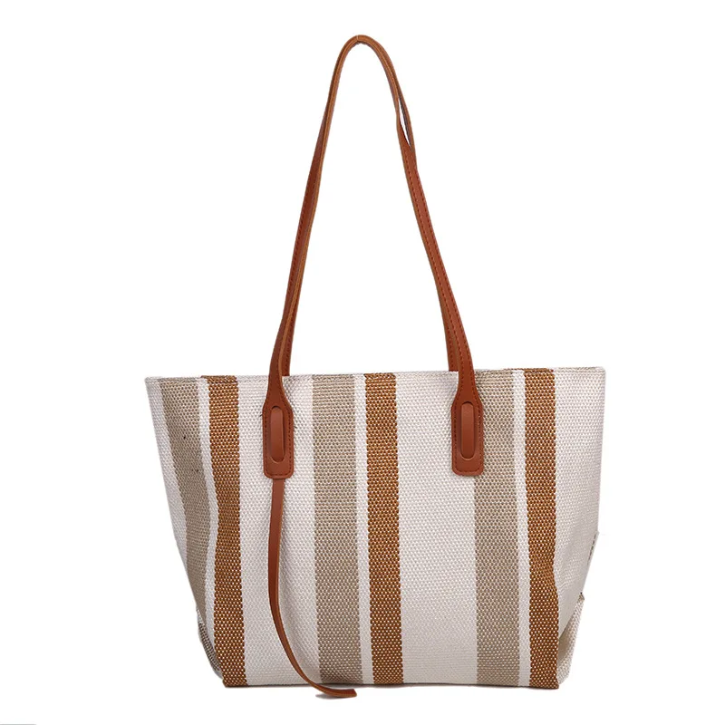 luxury designer Large-capacity women's shoulder bag for women's 2022 new simple vertical striped casual tote bag fashion handbag