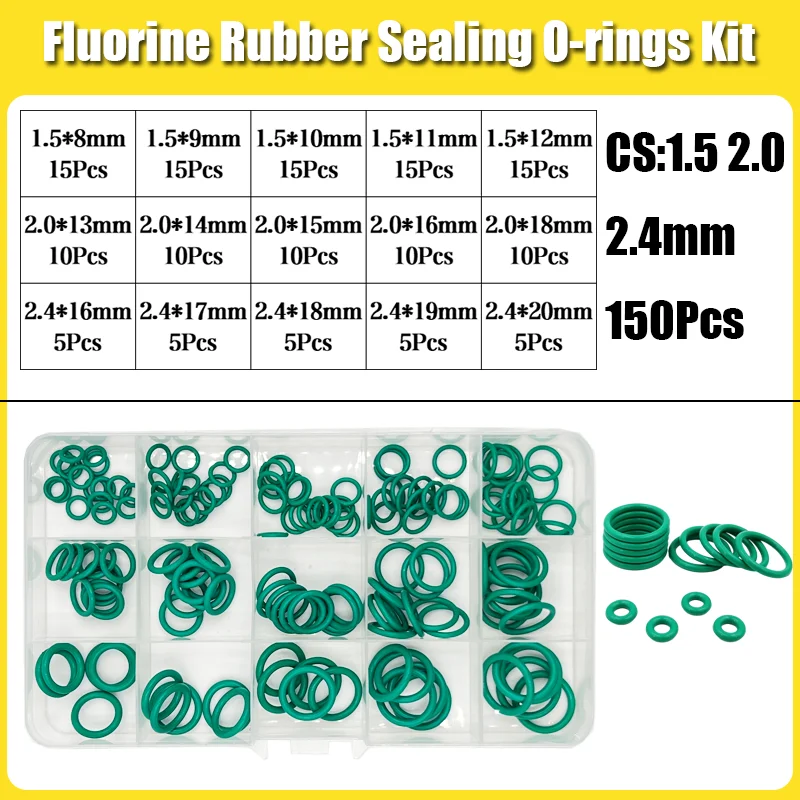 

Фторкаучуковые уплотнительные кольца CS 1.0/2.0/2.4/3.1mm зелёные