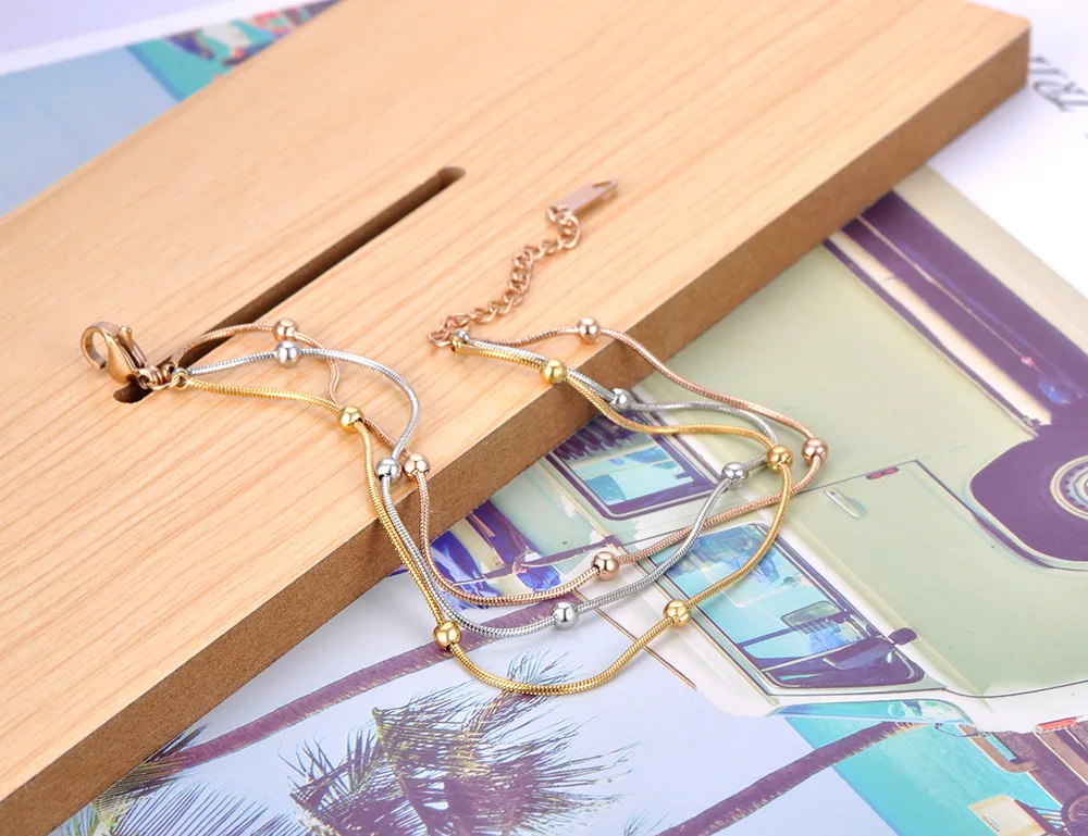 Женский браслет-цепочка Lokaer трехслойный браслет из титановой нержавеющей стали