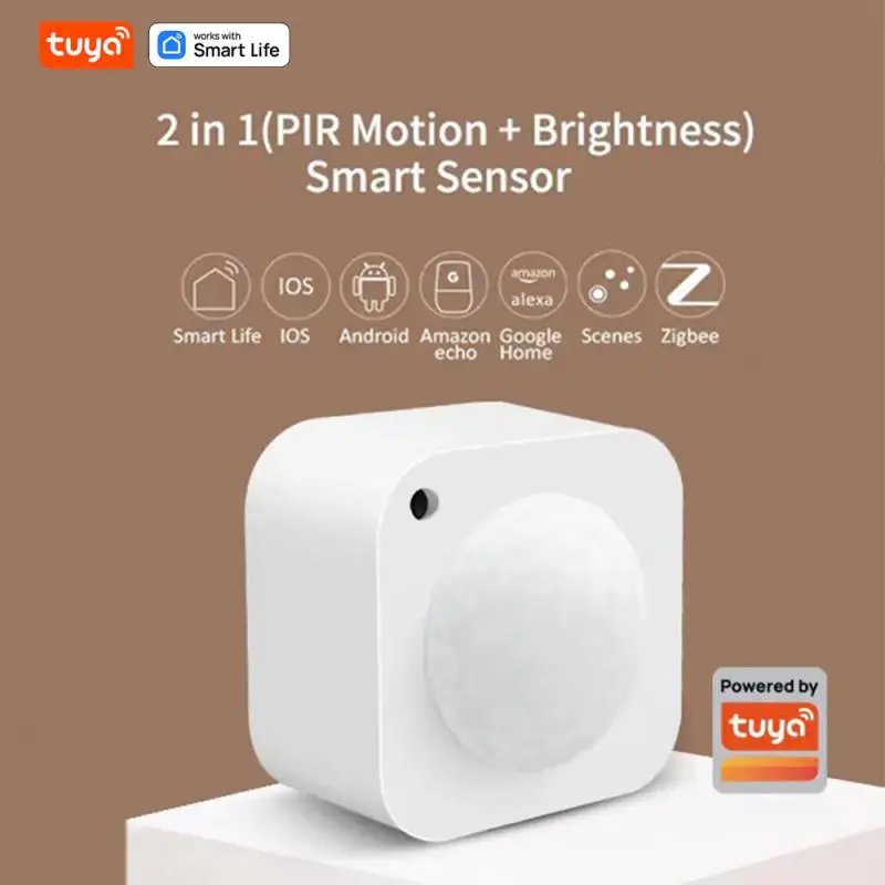 

Tuya 2 in 1 Smart Zigbee PIR Motion Sensor+Brightness Passive Infrared Detector Security Burglar Alarm Sensor