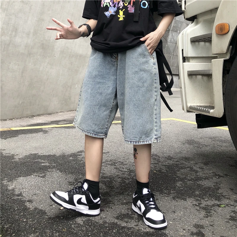 

Летние хип-хоп брюки в стиле Харадзюку, уличная одежда в стиле ретро, прямые джинсовые женские модные ретро повседневные Прямые джинсовые ш...