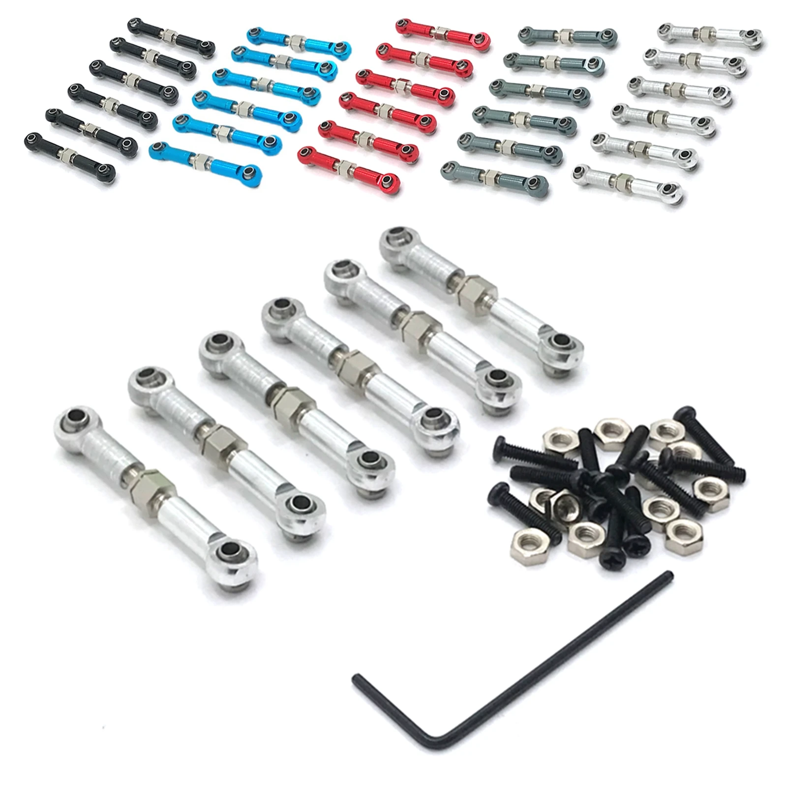 

6PCS\SET Adjustable Tie Rod Modification Parts For Wltoys A959 A969 A979 K929 1/18 RC Car Metal Upgrade Modification Parts