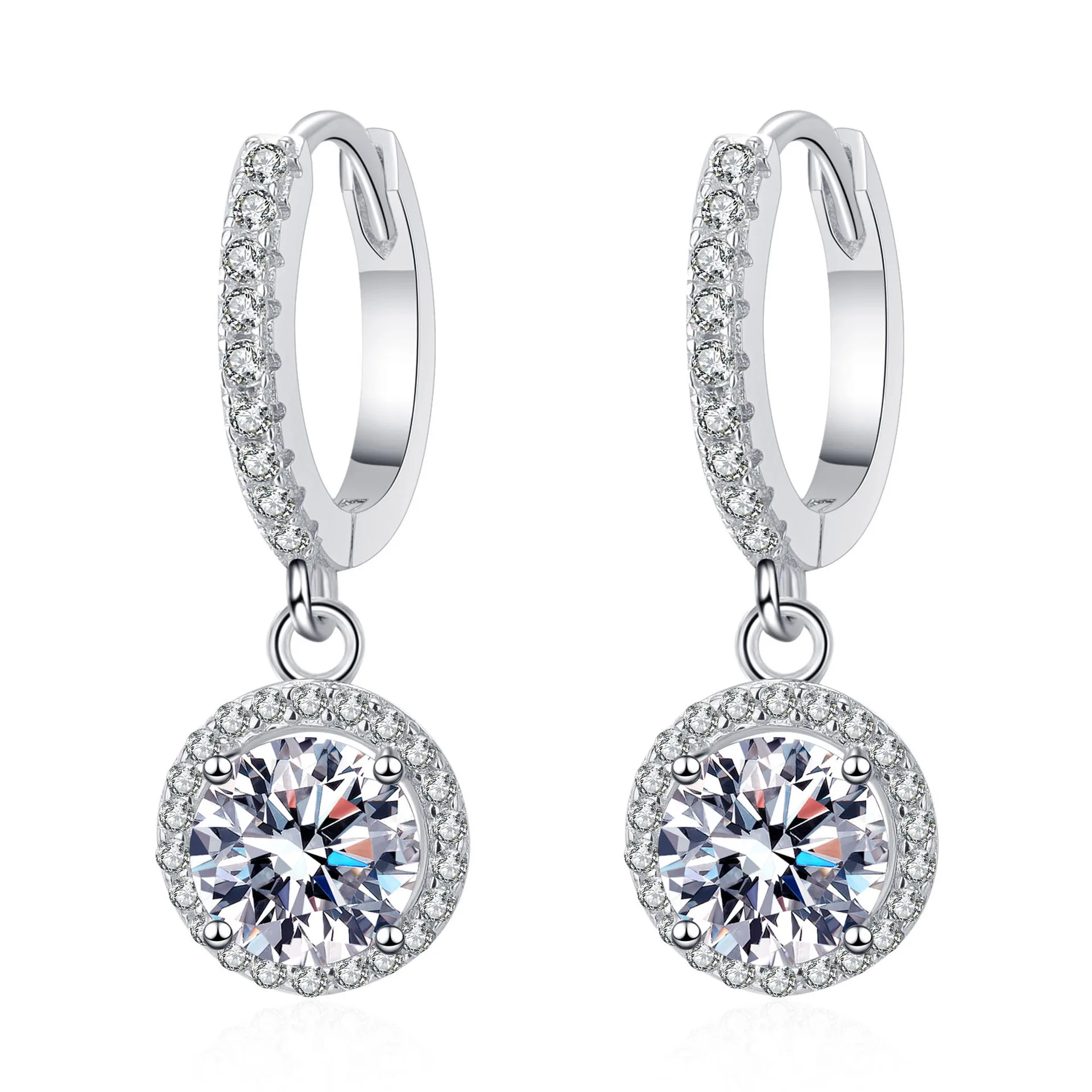 

Aisne 2 Carat Real VVS D Color Moissanite Stud Earrings For Women 100% 925 Hoop Drop Earrings Sterling Silver Sparkling Jewelry