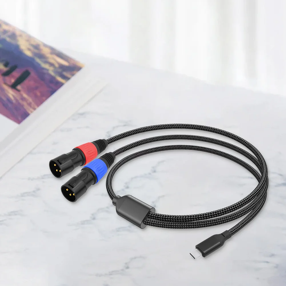Фото USB Type C «папа» на 2 XLR «папа» стерео аудиокабеля ЦАП 24 бит 192 кГц Тип C на двойной XLR «папа» Aux кабель для смартфонов и ноутбуков №2