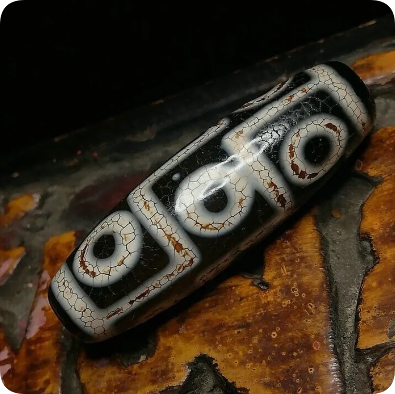 Тибетский Baojiang Fire Offering старый кулон Дзи с девятью глазами 13x40 мм