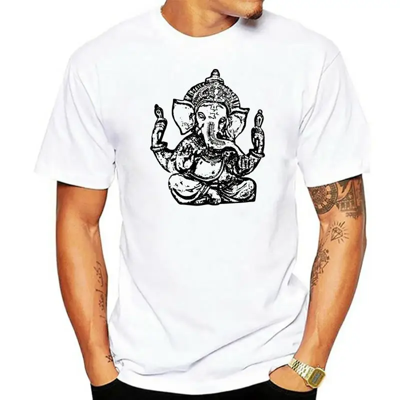 

Indian Ganesha Pure Cotton Mens Short Sleeve Tops & Tees Elephant Festival Happy Street T Shirts Adult Father Tshirt Sweatshirt