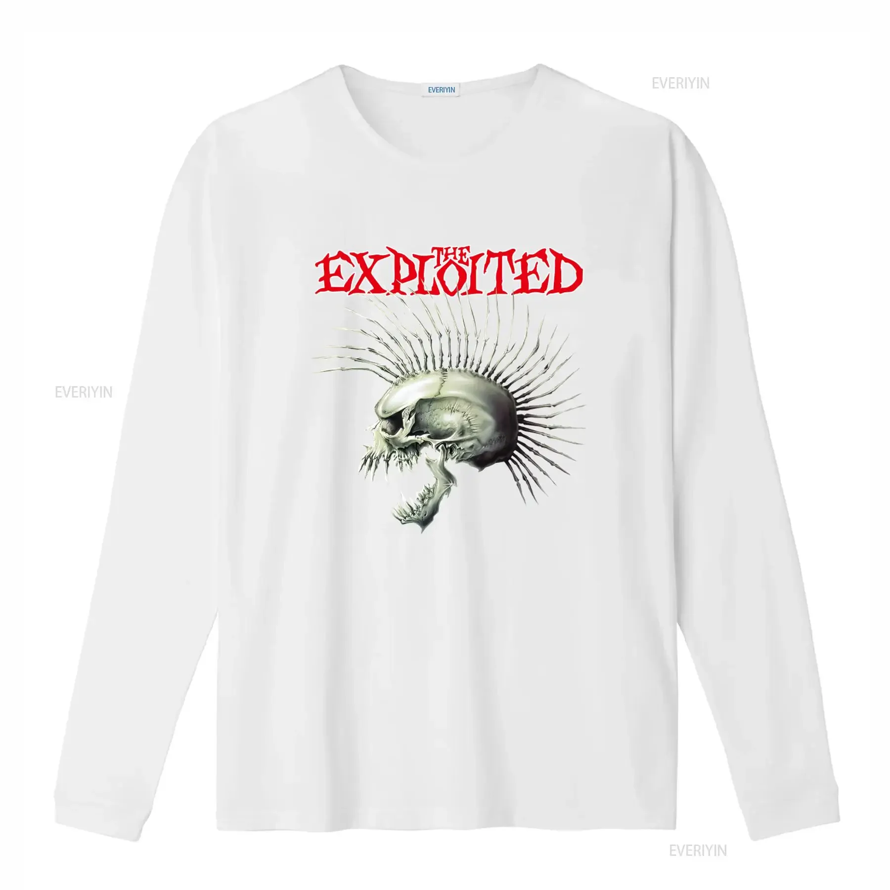 Фото Футболка The Exploited Skull Spikes в стиле панк-рок, черная, винтажная, с эффектом потертости, универсальная, модная, стильная №4