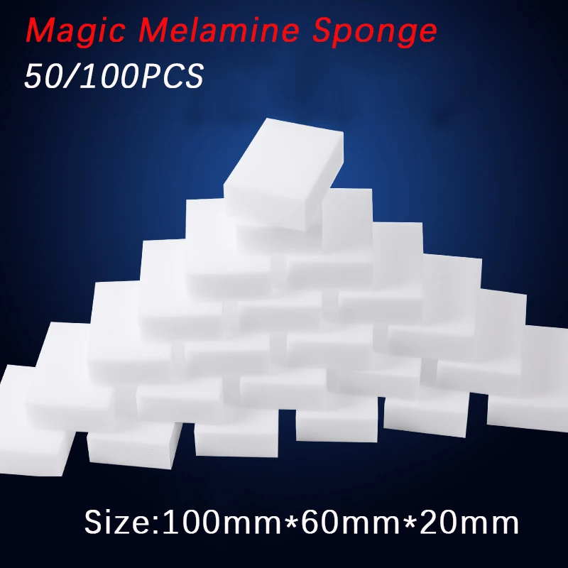 

100pcs 100*60*20mm White Melamine Sponge Magic Sponge Eraser for Kitchen Office Bathroom Clean Accessory/Dish Cleaning Nano