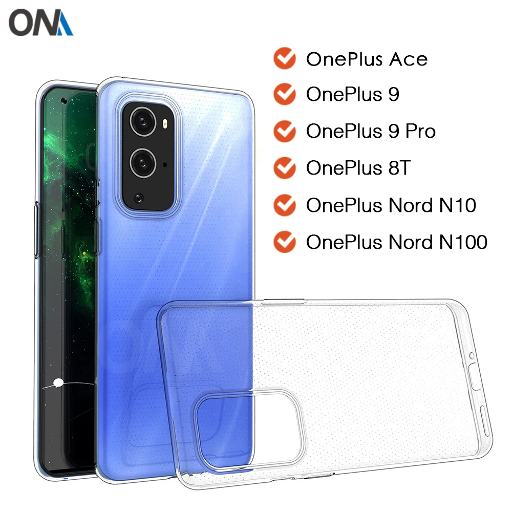Кейс для Назначение OnePlus Ace / 9 Pro 8T ТПУ Силиконовый прозрачный чехол-бампер Nord N10 5G
