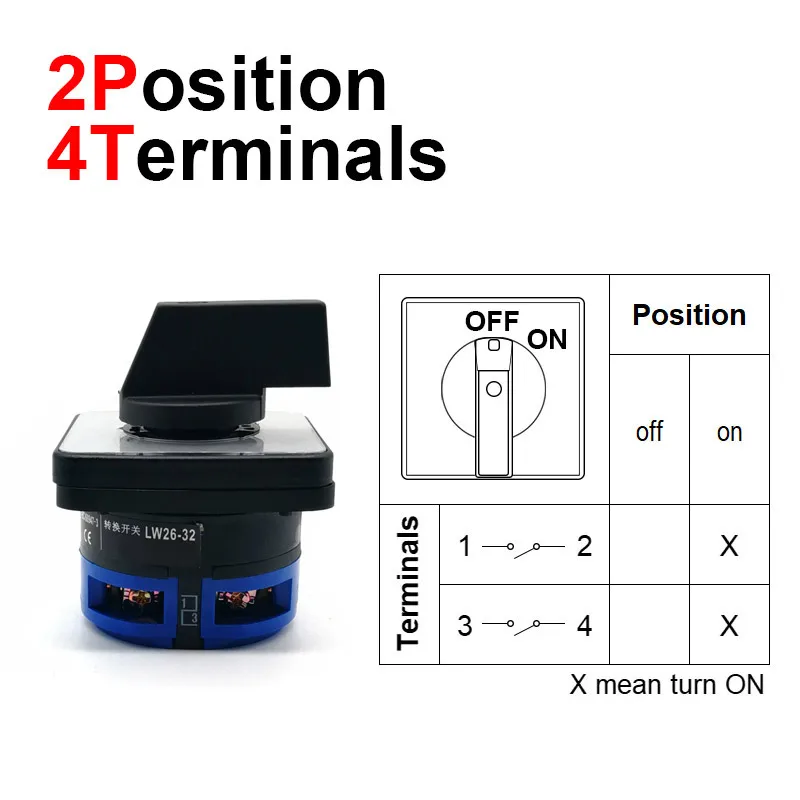 

LW28-32 Электрический 2-позиционный 4-контактный поворотный кулачковый переключатель 550 В 32 А Ручка