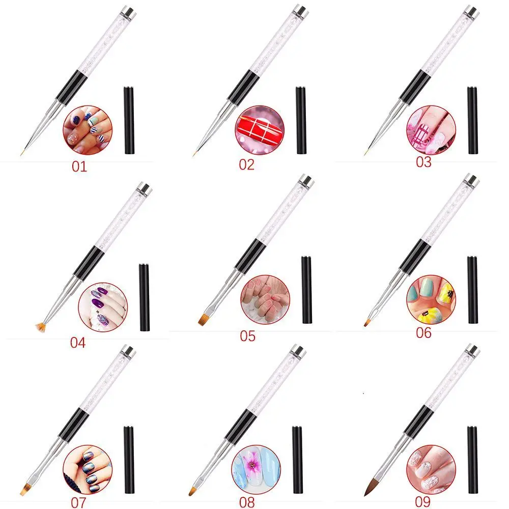 

16 Types Nail Art Painting Brush UV Gel Extension Builder Carving Drawing Pen Crystal Diamond Handle Manicure Tools