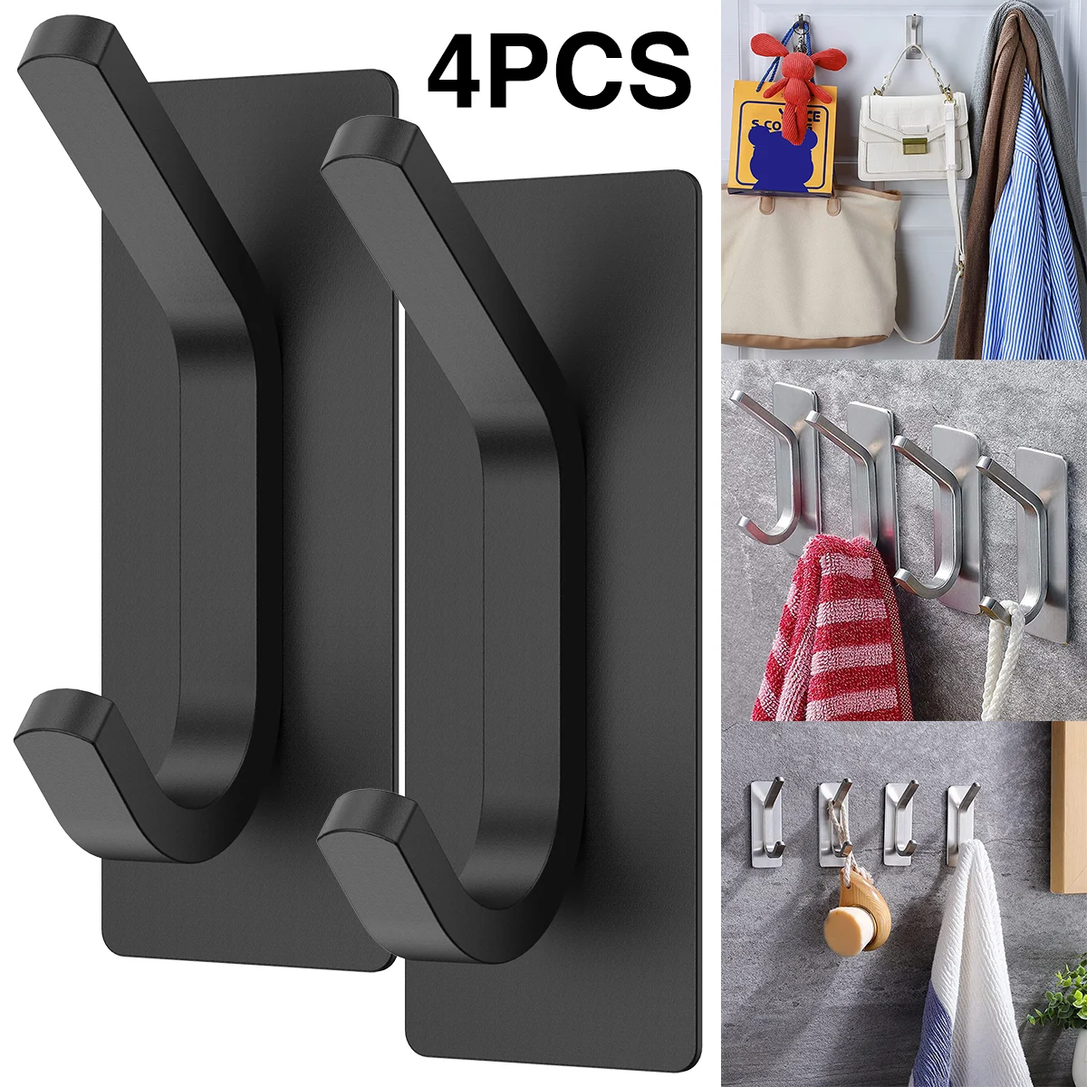 

Towel Hook Coat Hook 304 Stainless Steel Rust-Proof Wall Hook Punch Free Self-Adhesive Hat Hanger Hook Modern Robe Clothes Hook