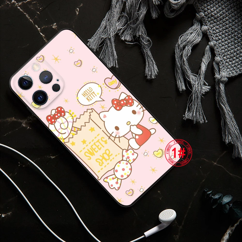 G35 Holle Kitty cute Soft Silicone Case for iPhone 15 14 Plus 13 12 11 X XS XR Pro Max Mini 8 7