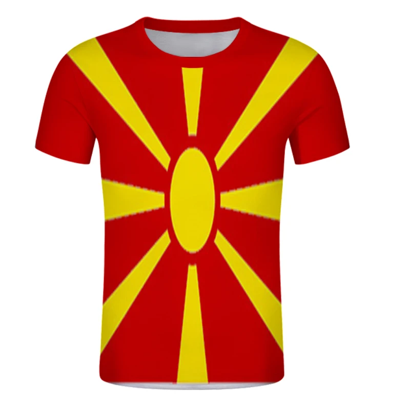 

Футболки на заказ с эмблемой флага Македонии, самодельные футболки на заказ с именем страны MKD, логотип с номером, испанская персонализирова...