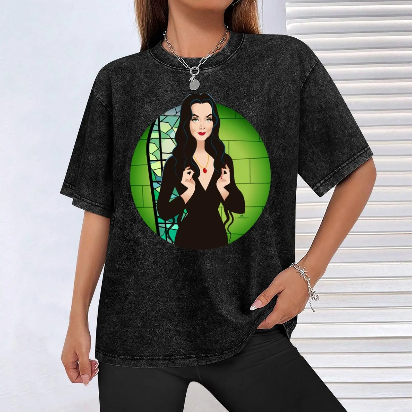 Фото Футболка Morticia, свободная футболка большого размера №4