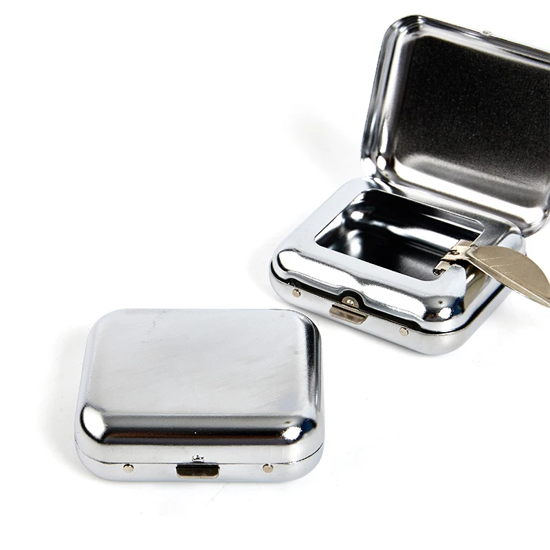 

New Stainless Steel Square Pocket Ashtray metal Ash Tray Pocket Ashtrays With Lids Portable Ashtray