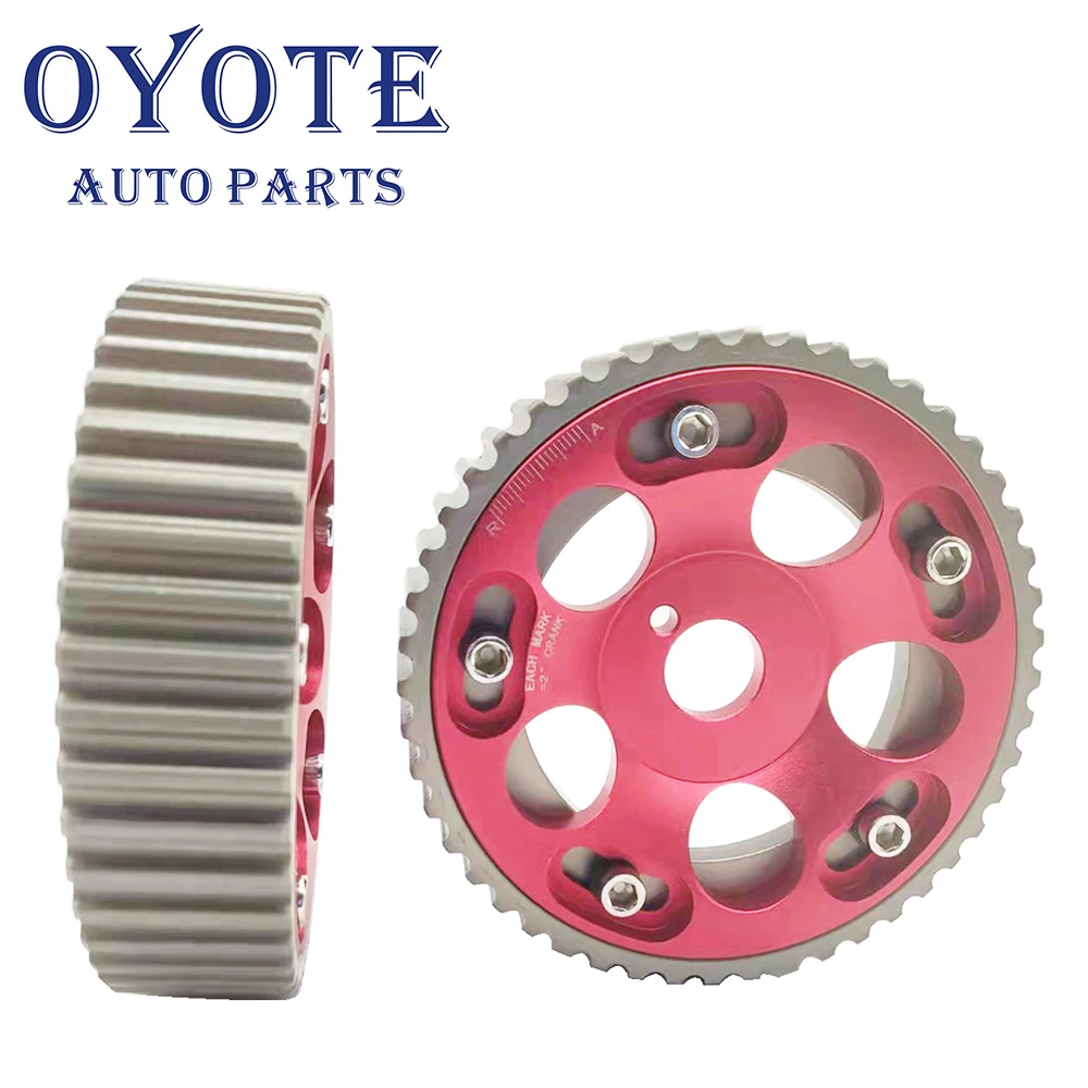 

OYOTE 2Pcs Adjustable Cam Gears Pulley Timing Gear for Toyota Supra 1JZ 2JZ RED Red/Blue