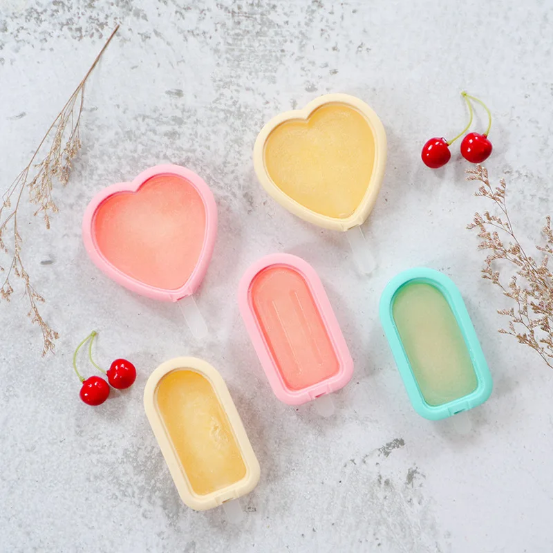 

Silicone Love Ice Cream Mold Three-piece Set Reusable DIY Homemade Cartoon Freezer Juice Popsicle Maker Mold Ice Tray