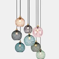 Modern Stained Glass Chandelier Forged Window Restaurant Bar Living Room Bedroom Decoration Pendant Lights Spherical Glass Lamps