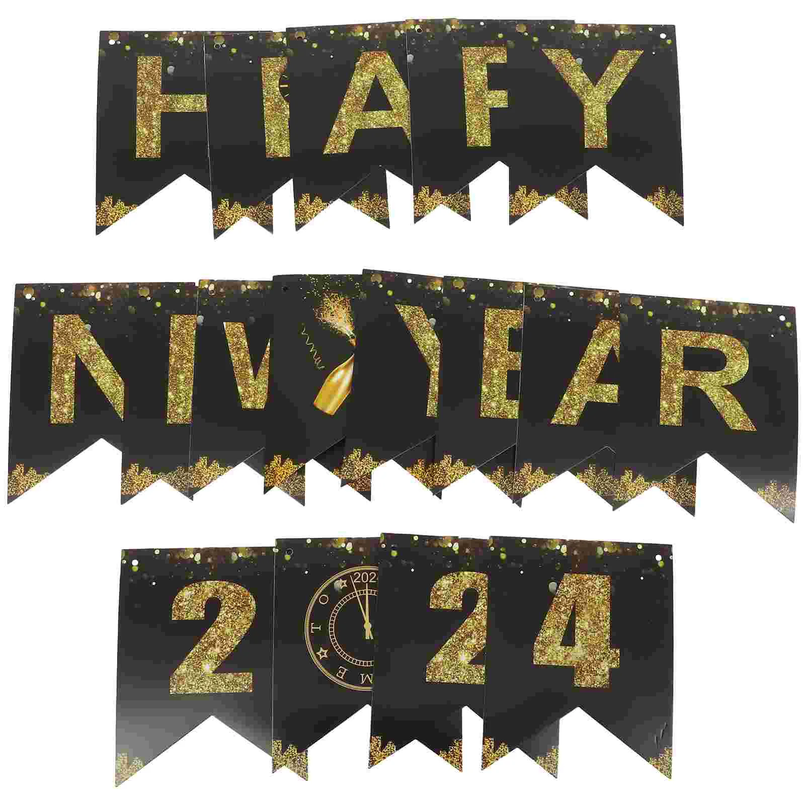

New Year Party Supplies 2024 Banner Year's Supply Festive Decorations Banners Wreath Rings