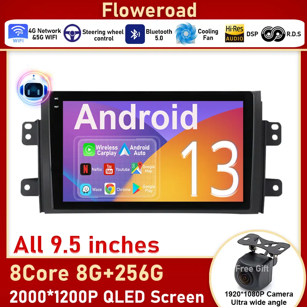 

2K Carplay Screen For Suzuki SX4 1 2006 - 2014 For Fiat Sedici 189 2005 - 2014 Car Radio Video Player Navigation Android Auto