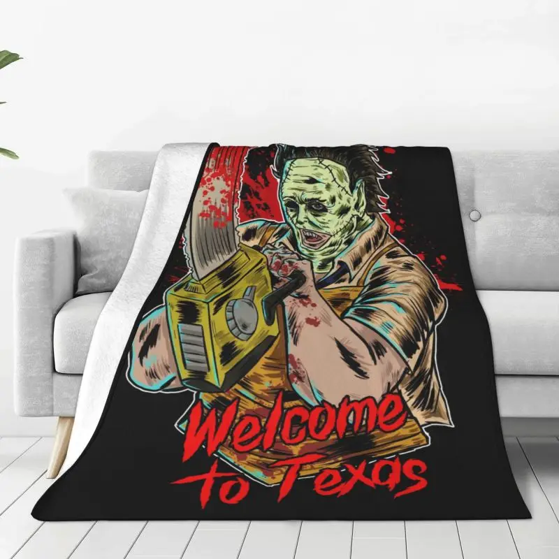

Massacre Leatherface Blankets Warm Flannel Halloween Horror Film Throw Blanket for Sofa Office Bedspreads