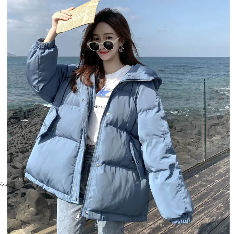 Женская куртка парка пальто женское короткое мешковатое с хлопковой подкладкой