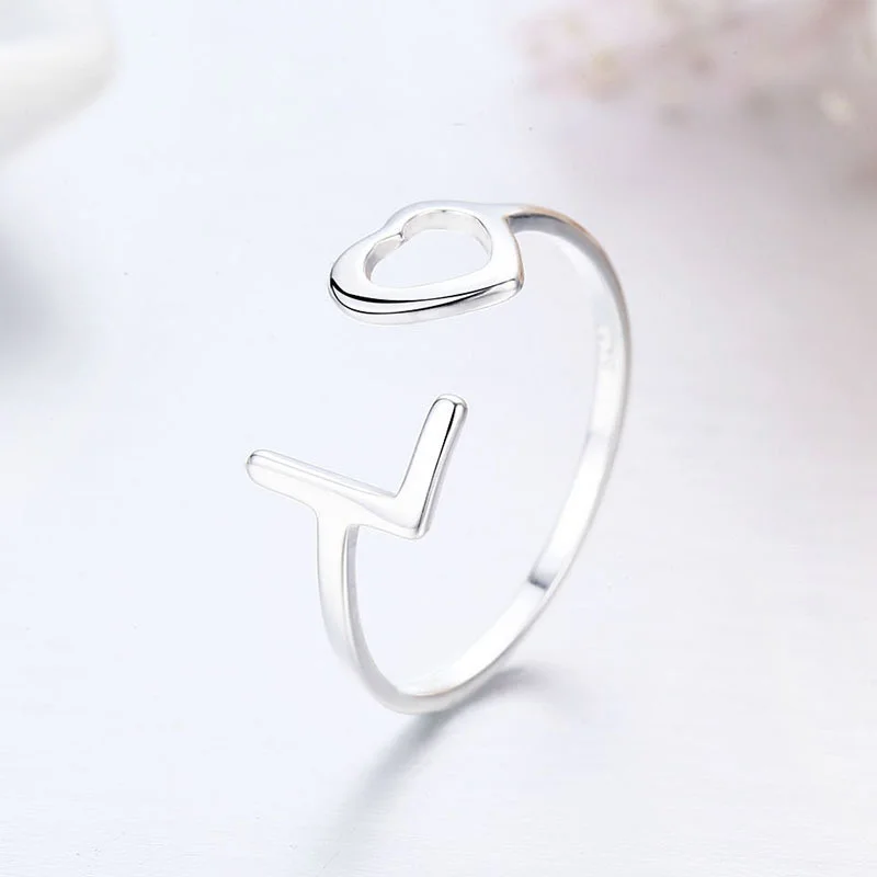 Slim 925 Sterling Silver Love Heart Inspirational Rings For Women Girls Jewelry Finger Anillos Bague Argent Aneis bijoux Anillo | Украшения